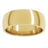 10K Yellow Gold 7 mm Lightweight Comfort-Fit Half Round Band Size 8