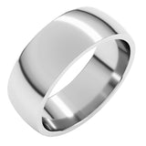 10K White Gold 7 mm Lightweight Comfort-Fit Half Round Band Size 11