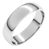 14K White Gold 5 mm Lightweight Half Round Band Size 9