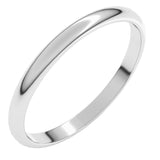 10K White Gold 2 mm Lightweight Half Round Band Size 9