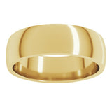 18K Yellow Gold 6 mm Lightweight Comfort-Fit Half Round Band Size 10