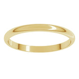 14K Yellow Gold 2 mm Lightweight Half Round Band Size 7