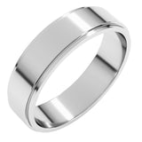 14K White Gold 5 mm Stepped-Edge Flat Band Size 7