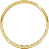 14K Yellow Gold 2.5 mm Lightweight Half Round Band Size 12