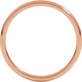 10K Rose Gold 2 mm Lightweight Comfort-Fit Half Round Band Size 6