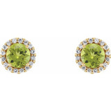 14K Yellow Gold 5 mm Natural Peridot & 1/8 CTW Natural Diamond Earrings