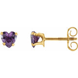 14K Yellow Gold Natural Amethyst Youth Stud Earrings