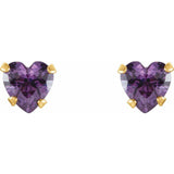 14K Yellow Gold Natural Amethyst Youth Stud Earrings