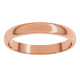 10K Rose Gold 3 mm Lightweight Half Round Band Size 4.5