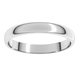 Sterling Silver 3 mm Lightweight Half Round Band Size 9