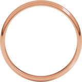 14K Rose Gold 3 mm Lightweight Half Round Band Size 6.5