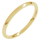 18K Yellow Gold 1.5 mm Lightweight Comfort-Fit Half Round Band Size 8
