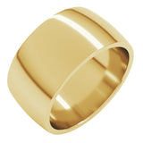 14K Yellow Gold 10 mm Lightweight Comfort-Fit Half Round Band Size 6.5