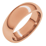 14K Rose Gold 6 mm Comfort-Fit Half Round Band Size 10