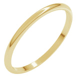 14K Yellow Gold 1.5 mm Lightweight Half Round Band Size 4.5