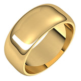 14K Yellow Gold 8 mm Half Round Band Size 11