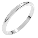 Platinum 2 mm Half Round Band Size 6