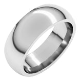 14K White Gold 7 mm Comfort-Fit Half Round Band Size 6