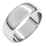 14K White Gold 7 mm Half Round Band Size 7