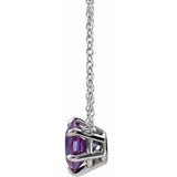 Sterling Silver Natural Amethyst Solitaire 18" Necklace