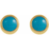 14K Yellow Gold Natural Turquoise Bezel-Set Earrings