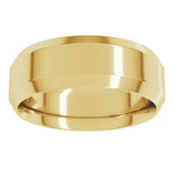 14K Yellow Gold 7 mm Beveled-Edge Comfort-Fit Flat Band Size 11