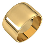 14K Yellow Gold 12 mm Lightweight Half Round Band Size 7.5