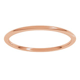 14K Rose Gold 1 mm Lightweight Comfort-Fit Half Round Band Size 5