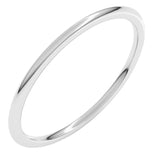 14K White Gold 1 mm Lightweight Comfort-Fit Half Round Band Size 7.5