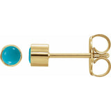 14K Yellow Gold Natural Turquoise Bezel-Set Earring