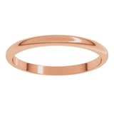 14K Rose Gold 2 mm Half Round Band Size 7.5