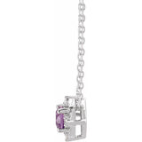 Sterling Silver Natural Amethyst & .04 CTW Natural Diamond Halo-Style 18" Necklace