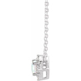 Sterling Silver Lab-Grown White Opal & .04 CTW Natural Diamond Halo-Style 18" Necklace