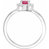 Sterling Silver Lab-Grown Ruby & .04 CTW Natural Diamond Halo-Style Ring