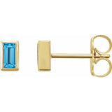 14K Yellow Gold Natural Swiss Blue Topaz Bezel-Set Earrings