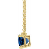 14K Yellow Gold Lab-Grown Blue Sapphire 18" Necklace