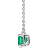 Sterling Silver Lab-Grown Emerald 18" Necklace