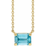 14K Yellow Gold Natural Blue Zircon 18" Necklace