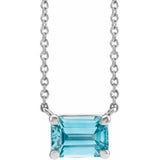 14K White Gold Natural Blue Zircon 18" Necklace