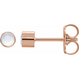 14K Rose Gold Natural Rainbow Moonstone Bezel-Set Earring