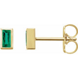 14K Yellow Gold Natural Emerald Bezel-Set Earrings