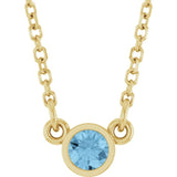 14K Yellow Gold Natural Sky Blue Topaz Solitaire 18" Necklace