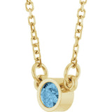 14K Yellow Gold Natural Sky Blue Topaz Solitaire 18" Necklace