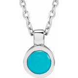 Sterling Silver Natural Turquoise Bezel-Set 16-18" Necklace