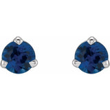 14K White Gold 3 mm Natural Blue Sapphire Earrings