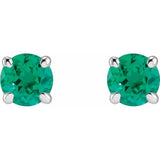 14K White Gold Lab-Grown Emerald Earrings