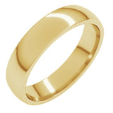 14K Yellow Gold 4.5 mm Lightweight Comfort-Fit Half Round Band Size 7.5