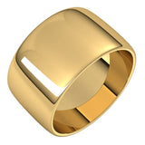 14K Yellow Gold 11 mm Lightweight Half Round Band Size 7.5