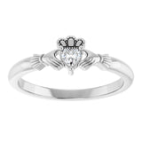 14K White Gold Stuller Lab-Grown Moissanite™  Claddagh Ring