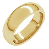 14K Yellow Gold 6 mm Comfort-Fit Half Round Band Size 10